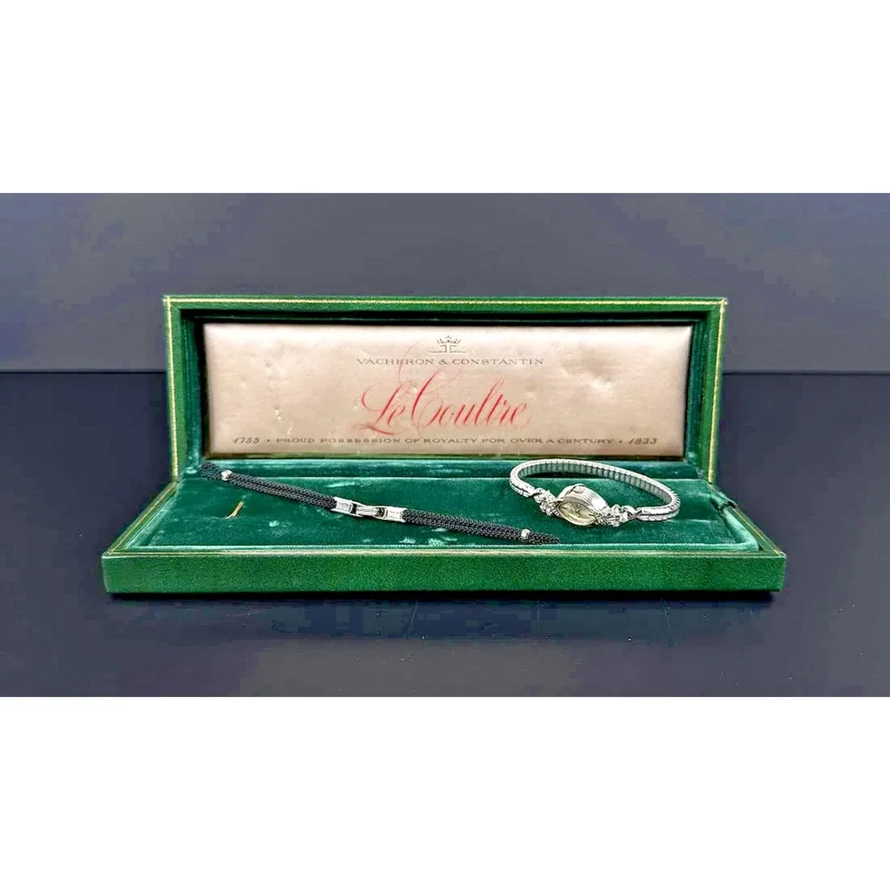Vintage LeCoultre 14K Gold Diamond Ladies Watch Box Papers